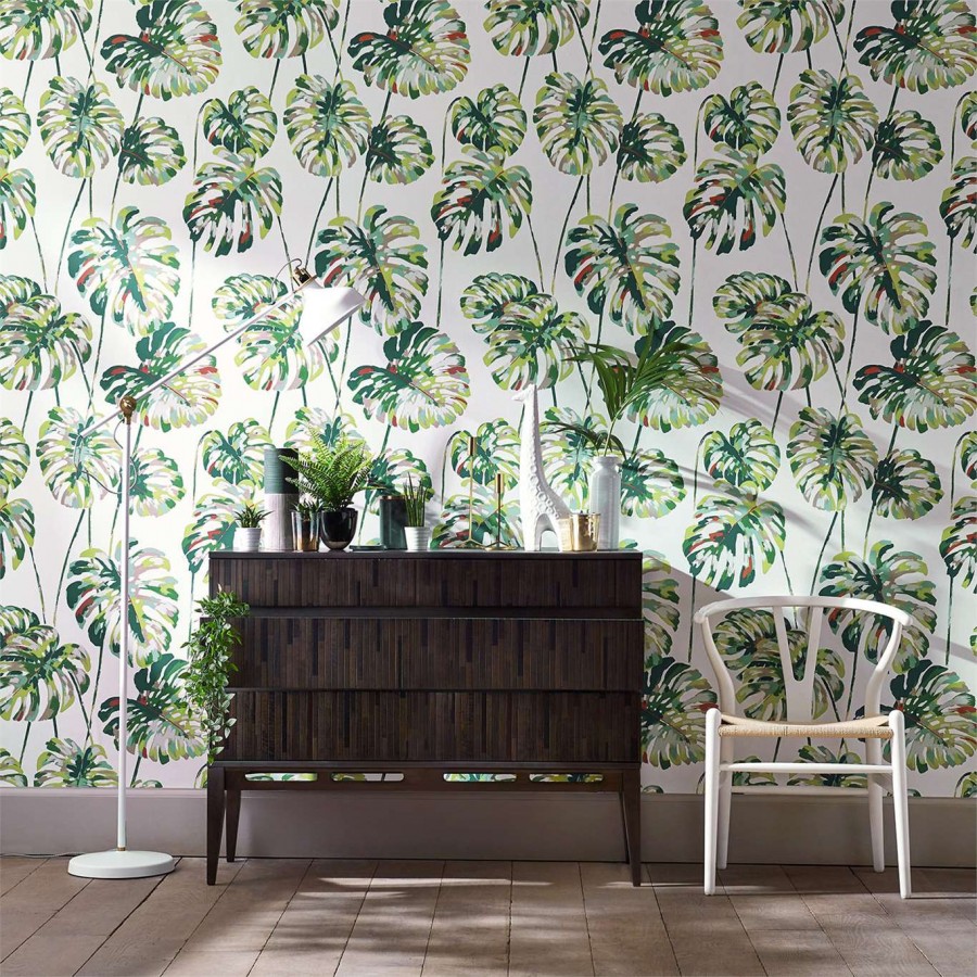 Papel pintado hojas de montsera estilo tropical Palms Hall 127502