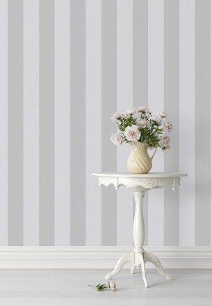 Papel pintado rayas blancas y grises Raya Zeus 127569