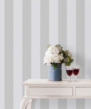Papel pintado rayas blancas y grises Raya Zeus 127569