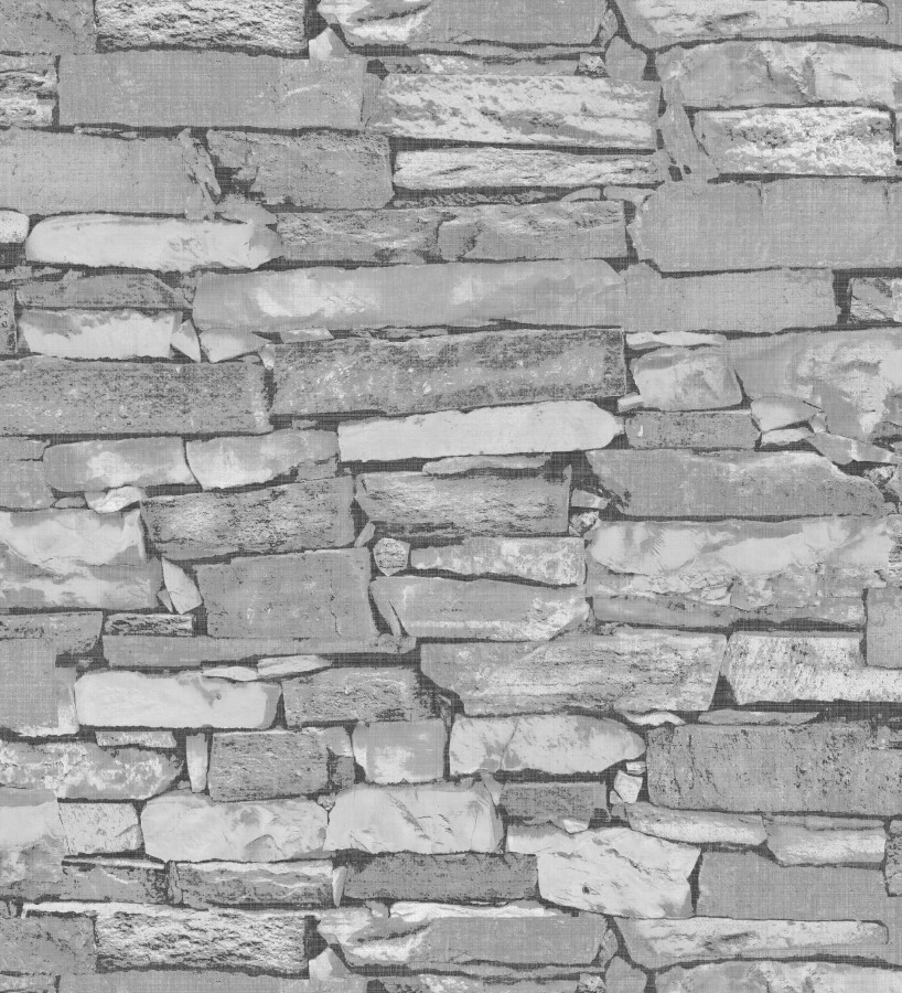 Papel pintado muro de piedra rústico gris Kelby Stone 127623