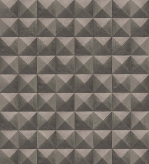 Papel pintado geométrico efecto tridimensional marrón Rodion 127654