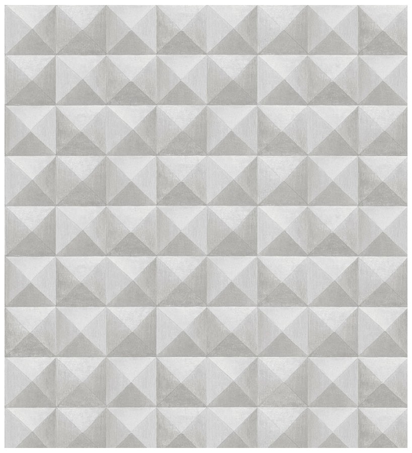 Papel pintado geométrico efecto tridimensional gris Rodion 127655