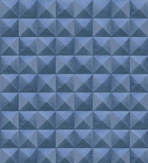 Papel pintado geométrico efecto tridimensional azul Rodion 127656