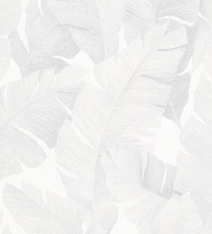 Papel pintado hojas grandes estilo tropical gris claro Florida Palms 127657