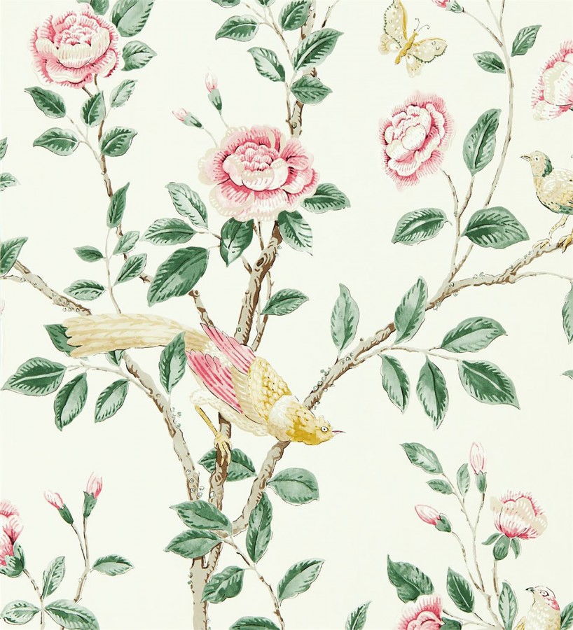 Papel pintado pájaros y flores estilo romántico Kenshi Garden 127757