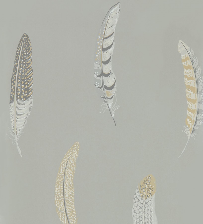 Papel pintado plumas grandes tonos grises y beiges Haima Feathers 127765