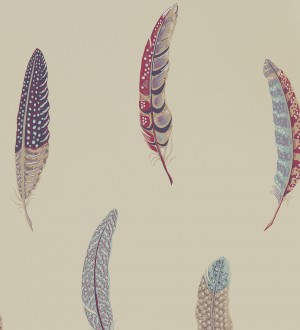 Papel pintado plumas grandes tonos morados Haima Feathers 127767