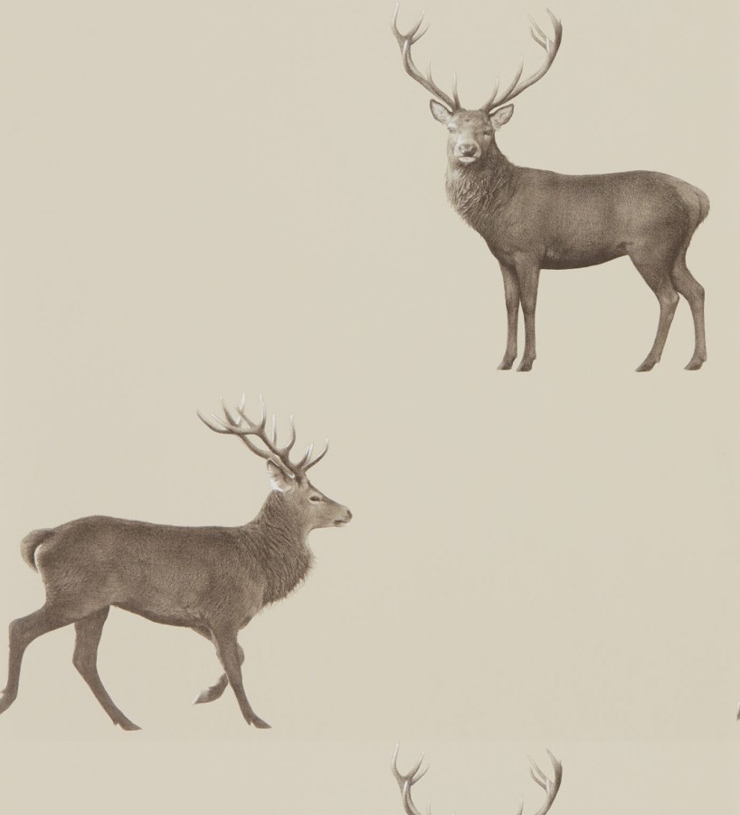 Papel pintado ciervos fondo beige Canadian Caribou 127772