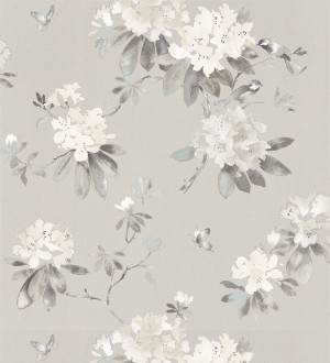 Papel pintado artístico de flores románticas fondo gris Esther Abril 127804