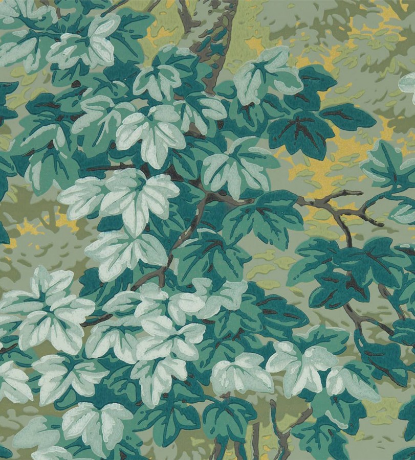 Papel pintado hojas campestres tonos verdes Evelyn Forest 127809