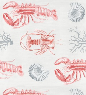 Papel pintado mariscos en el mar tonos rosados y fondo claro Lobster Dream 127826