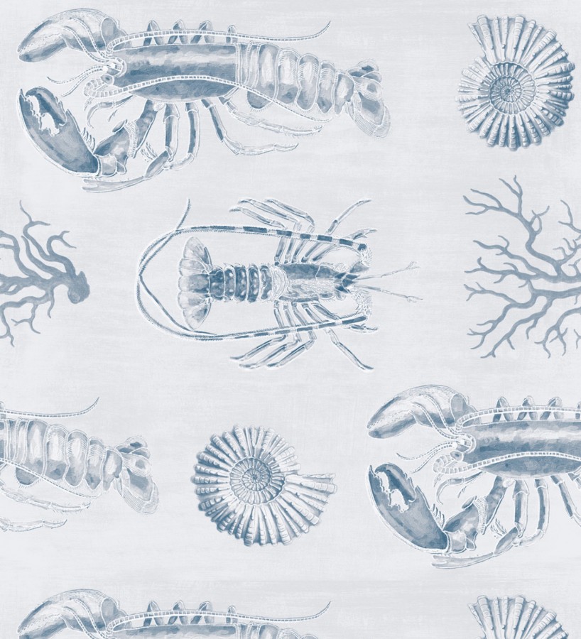 Papel pintado mariscos en el mar tonos azules y fondo claro Lobster Dream 127828