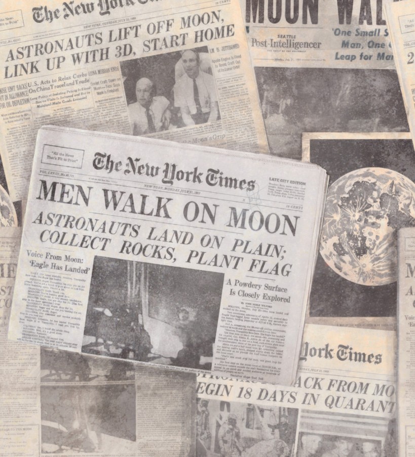 Papel pintado periódicos antiguos estilo vintage Space News 127829