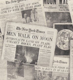 Papel pintado periódicos antiguos estilo vintage Space News 127830