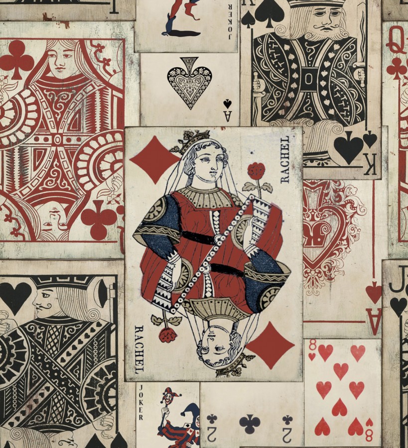 Papel pintado baraja de poker antigua estilo vintage Poker Queen 127833