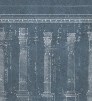 Papel pintado boceto de columnas dóricas tonos azul grisáceo Doric Progress 127837