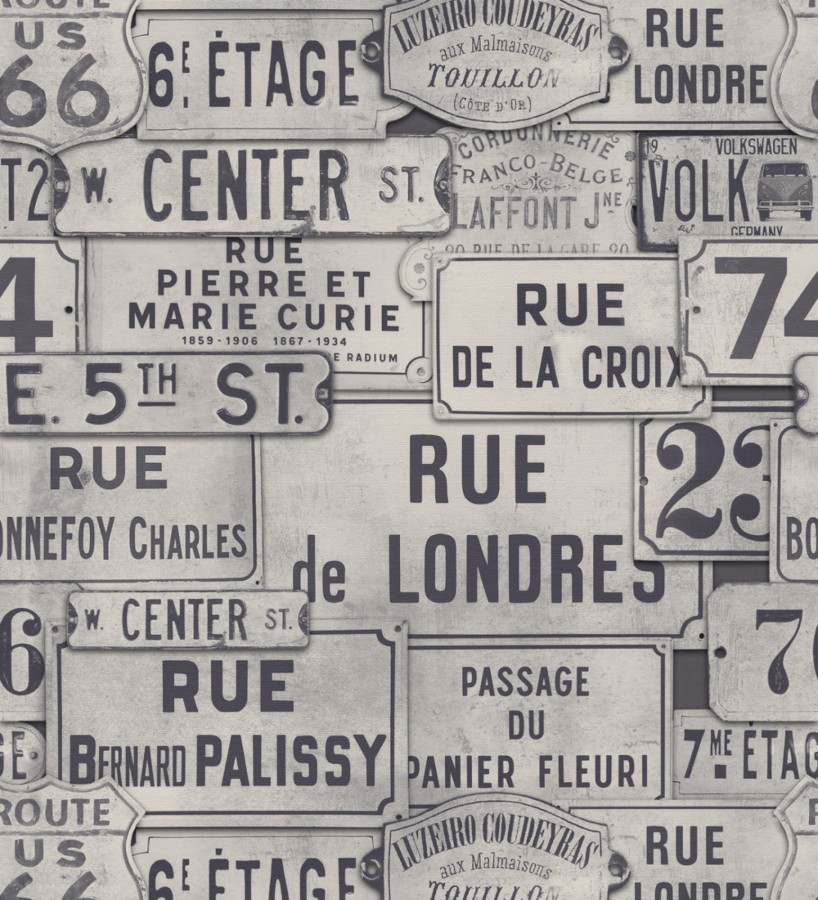 Papel pintado placas de calles de Londres y París vintage London Calling 127849