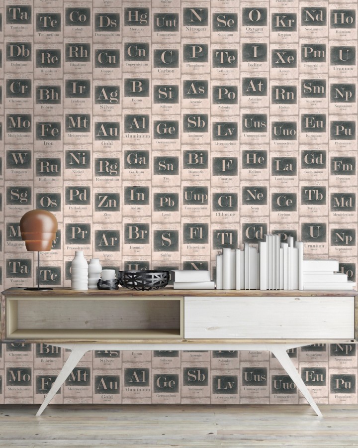 Papel pintado tabla periódica estilo vintage  Chemical Feeling 127855