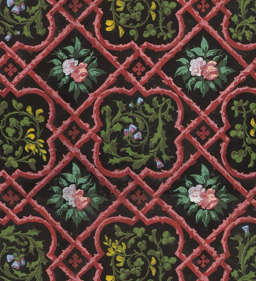 Papel pintado celosías ornamentales con flores Zora Bloom 127918