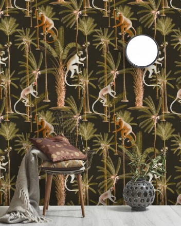 Papel pintado monos saltando en lianas Monkey Padure 127931