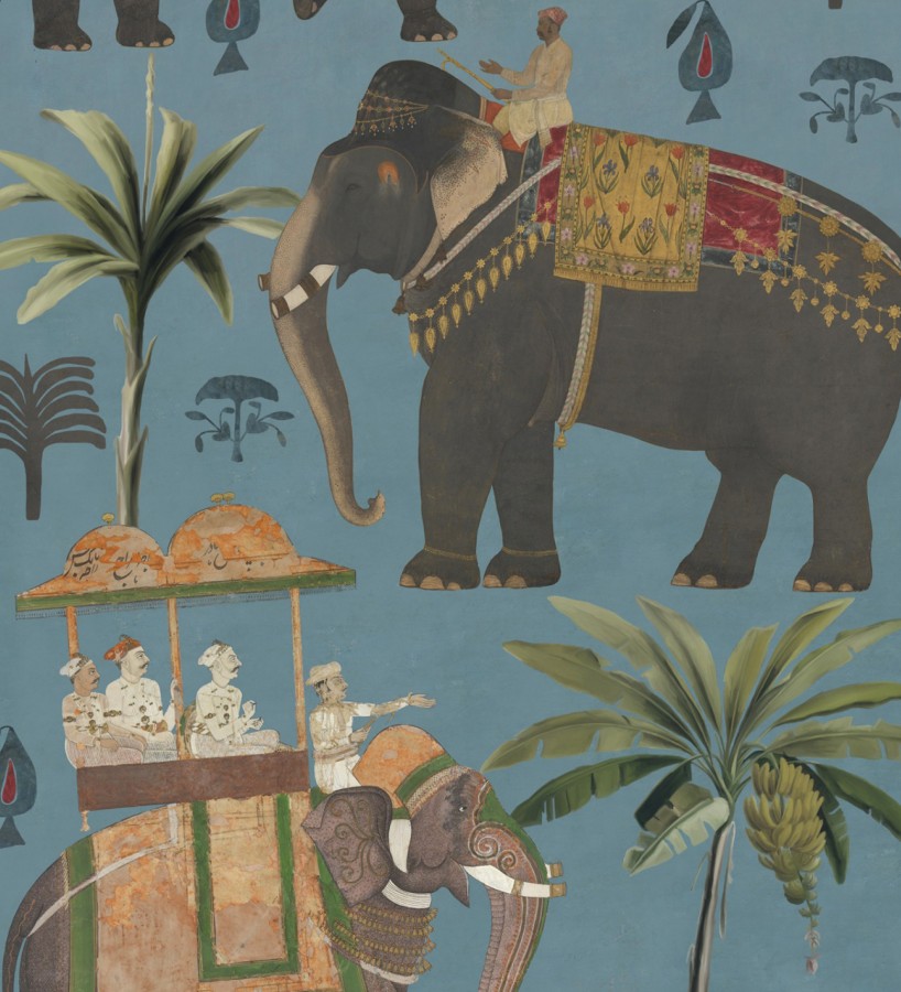 Papel pintado elefantes engalanados estilo oriental Shaila Trip 127941