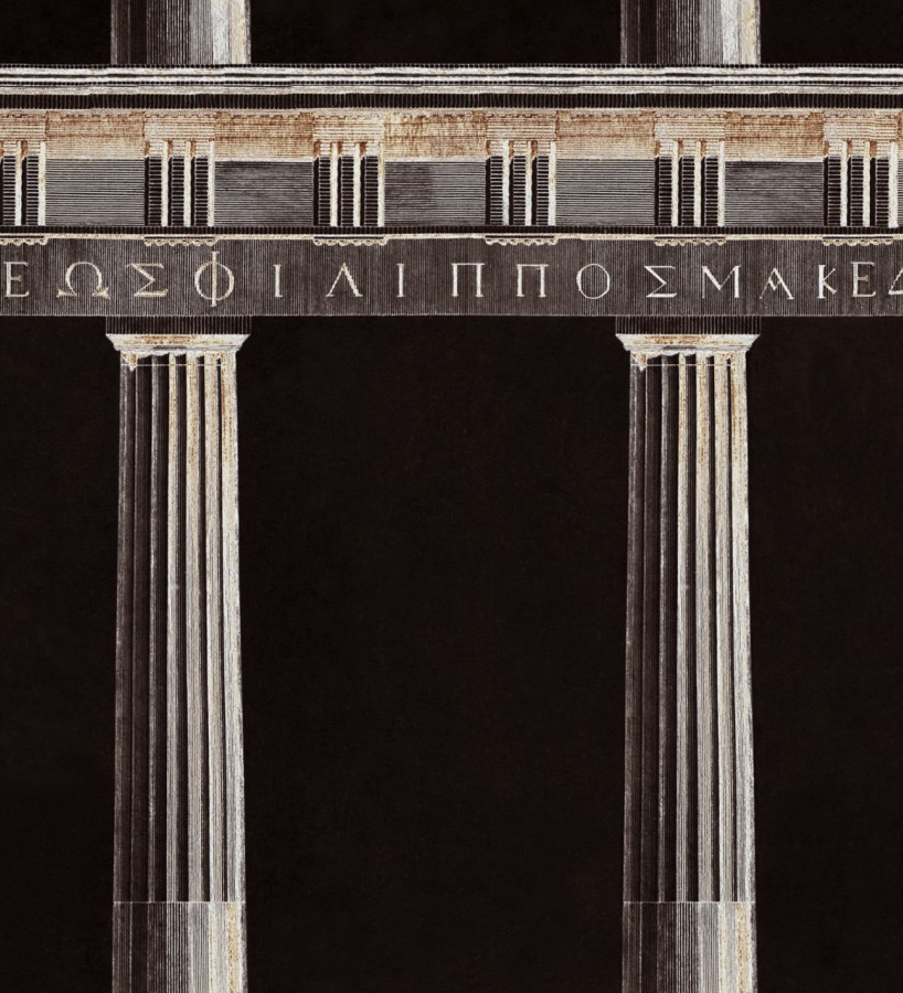 Papel pintado columnas del Partenón griego negro Juno House 127983