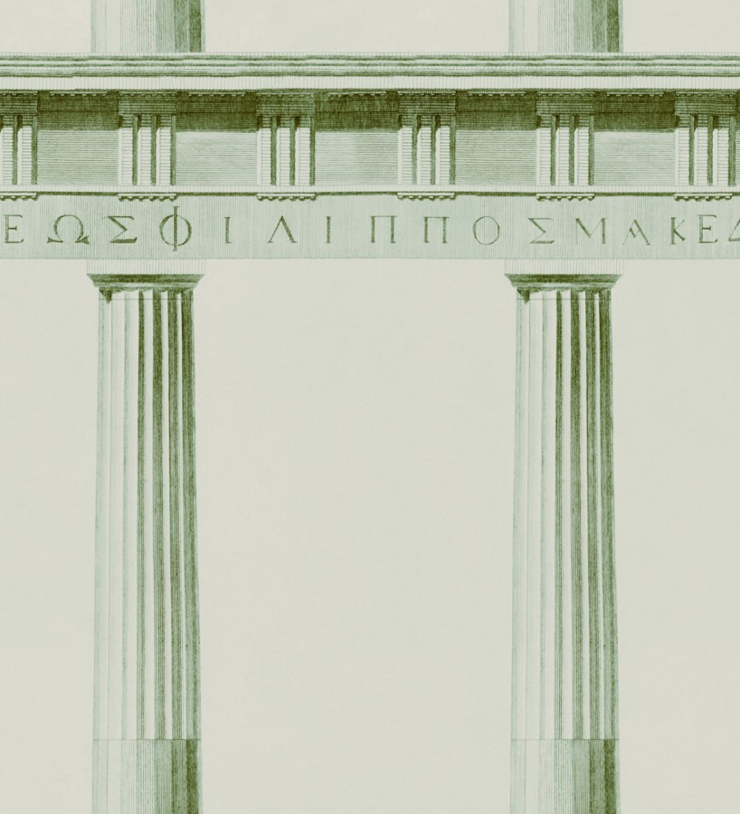 Papel pintado columnas del Partenón griego tonos verdes Juno House 127985