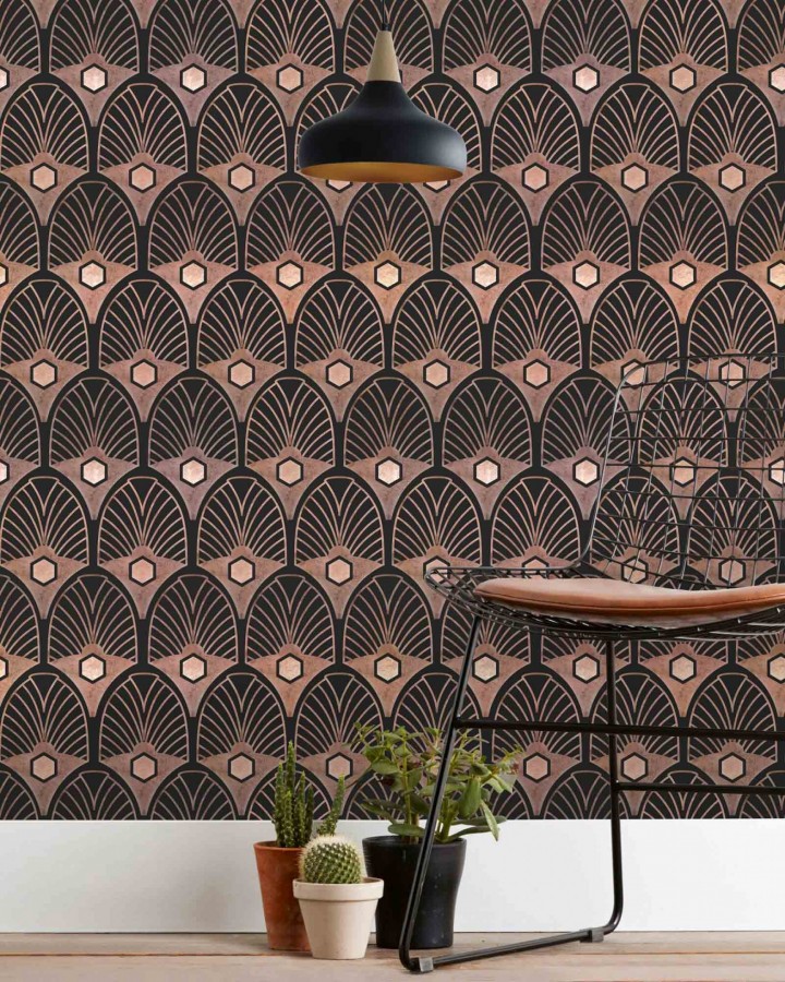 Papel pintado arcos con rayas estilo art decó  Wakanda 128000