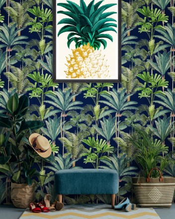 Papel pintado palmeras verdes fondo oscuro Special Jungle 128126