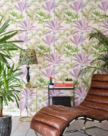 Papel pintado palmeras morados fondo claro Special Jungle 128127