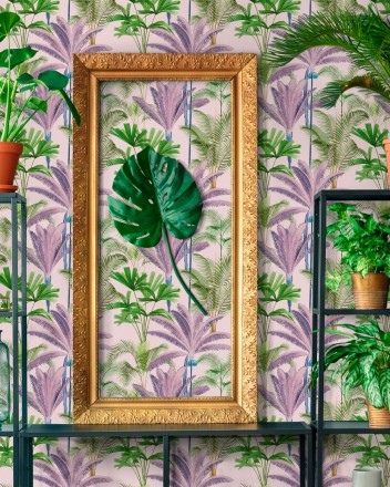 Papel pintado palmeras morados fondo claro Special Jungle 128127