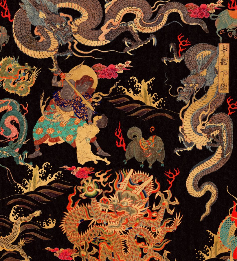 Papel pintado animales mitológicos estilo oriental Naga End 128186