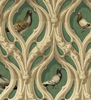 Papel pintado pájaros sobre volutas ornamentales Zarina Birds 128217