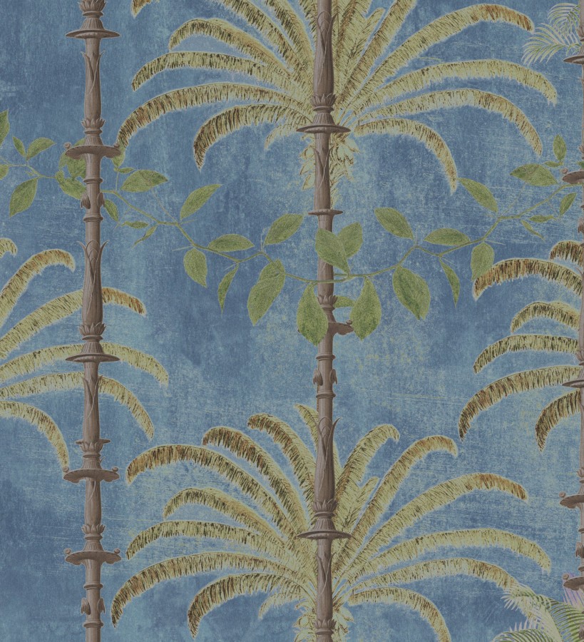 Papel pintado palmeras y lianas en la selva fondo azul Cabo Palms 128233