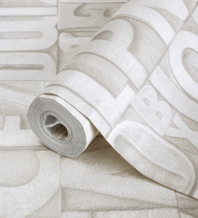 Papel pintado letras industriales con textura Factory Letters 676320
