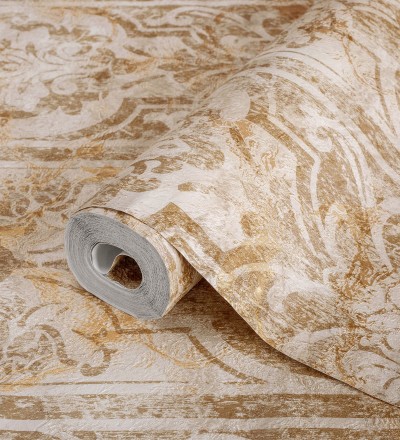 Papel pintado de estilo victoriano sobre estuco con relieve Neptune Stone 676362