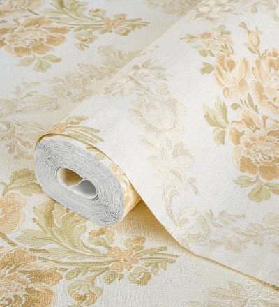 Papel pintado flores barrocas bordadas en relieve Romanov Gardens 676393
