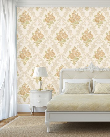 Papel pintado flores barrocas bordadas en relieve Romanov Gardens 676393