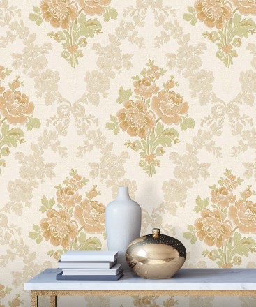 Papel pintado flores barrocas bordadas en relieve Romanov Gardens 676393