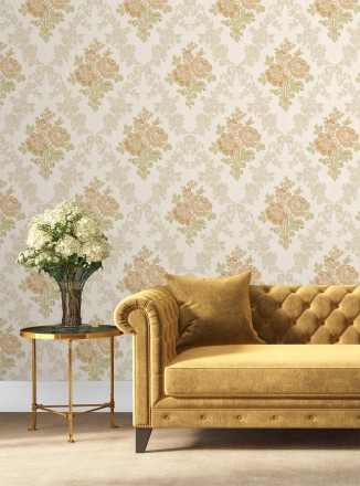 Papel pintado flores barrocas bordadas en relieve Romanov Gardens 676393