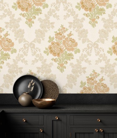 Papel pintado flores barrocas bordadas en relieve Romanov Gardens 676393