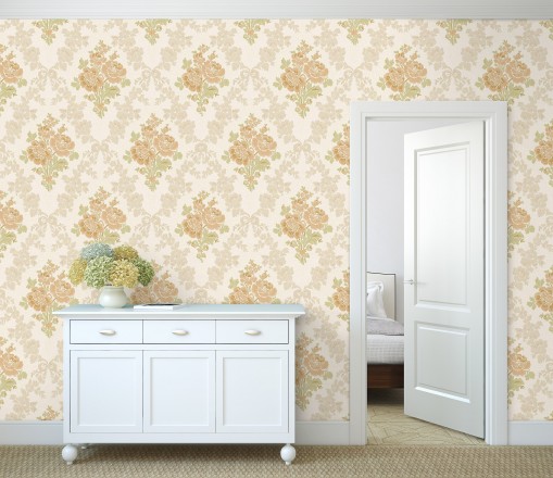 Papel pintado flores barrocas bordadas en relieve Romanov Gardens 676393