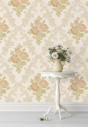 Papel pintado flores barrocas bordadas en relieve Romanov Gardens 676393