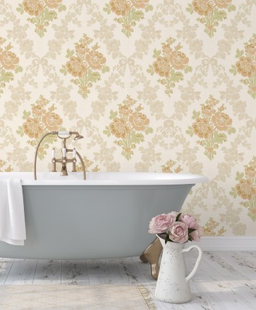 Papel pintado flores barrocas bordadas en relieve Romanov Gardens 676393