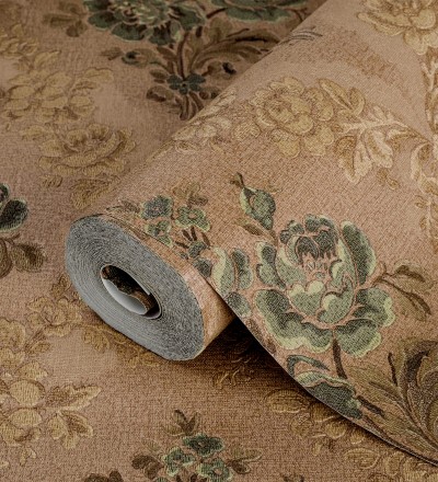 Papel pintado flores barrocas bordadas en relieve Romanov Gardens 676397