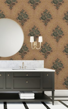 Papel pintado flores barrocas bordadas en relieve Romanov Gardens 676397