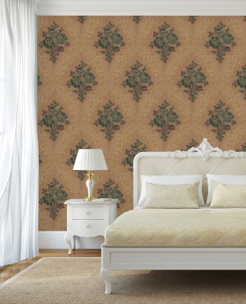 Papel pintado flores barrocas bordadas en relieve Romanov Gardens 676397