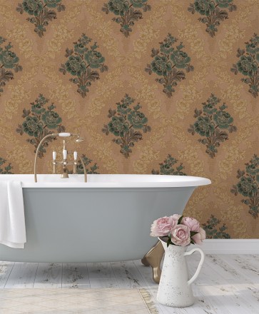 Papel pintado flores barrocas bordadas en relieve Romanov Gardens 676397
