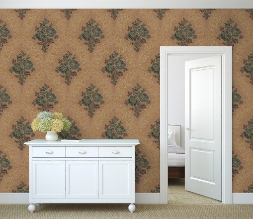 Papel pintado flores barrocas bordadas en relieve Romanov Gardens 676397