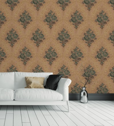 Papel pintado flores barrocas bordadas en relieve Romanov Gardens 676397